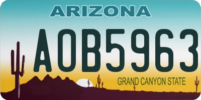 AZ license plate AOB5963