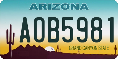 AZ license plate AOB5981