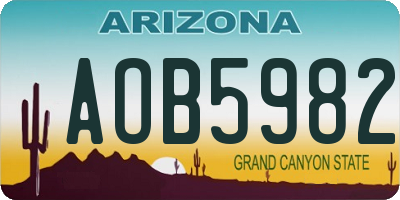 AZ license plate AOB5982