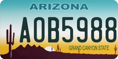 AZ license plate AOB5988