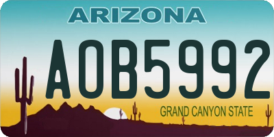 AZ license plate AOB5992