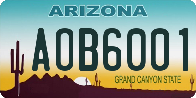 AZ license plate AOB6001
