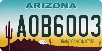 AZ license plate AOB6003