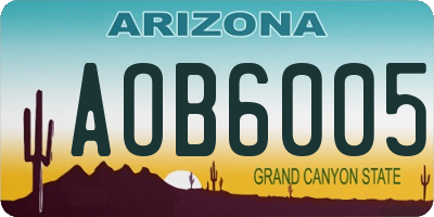 AZ license plate AOB6005