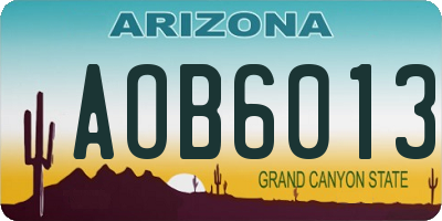 AZ license plate AOB6013