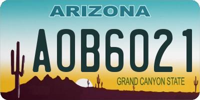 AZ license plate AOB6021