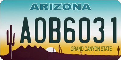 AZ license plate AOB6031