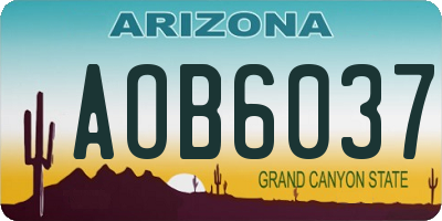 AZ license plate AOB6037