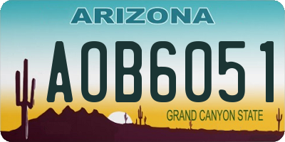 AZ license plate AOB6051
