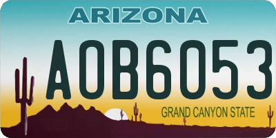 AZ license plate AOB6053