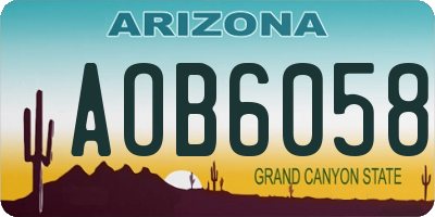 AZ license plate AOB6058