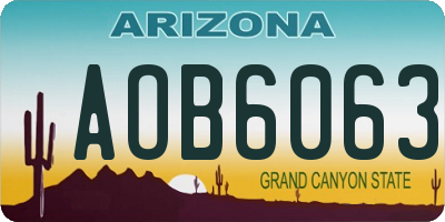 AZ license plate AOB6063