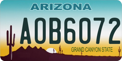 AZ license plate AOB6072