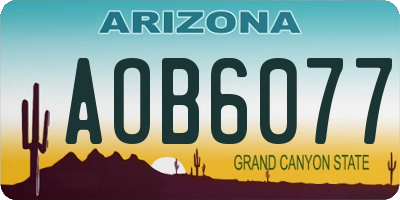 AZ license plate AOB6077