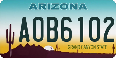 AZ license plate AOB6102