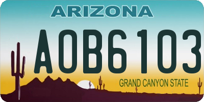 AZ license plate AOB6103