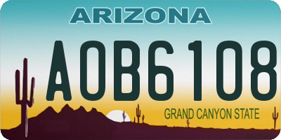 AZ license plate AOB6108