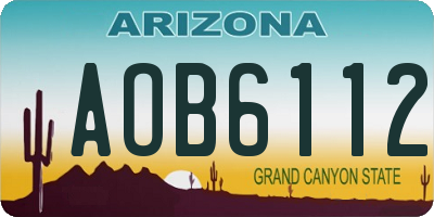 AZ license plate AOB6112