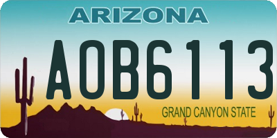 AZ license plate AOB6113