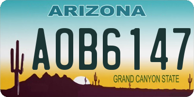 AZ license plate AOB6147