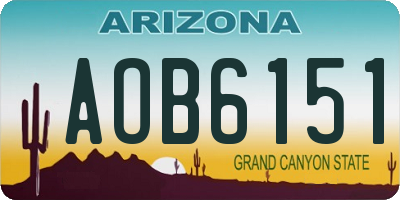 AZ license plate AOB6151