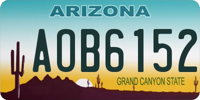AZ license plate AOB6152