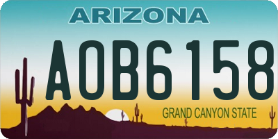 AZ license plate AOB6158