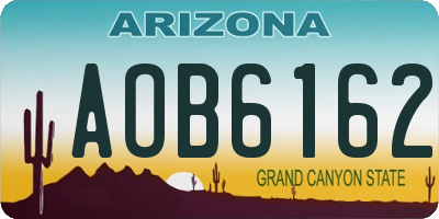 AZ license plate AOB6162