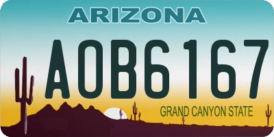 AZ license plate AOB6167