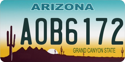 AZ license plate AOB6172