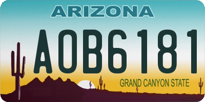 AZ license plate AOB6181
