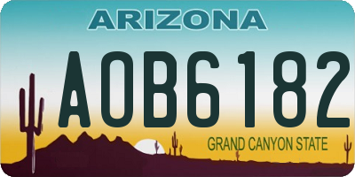 AZ license plate AOB6182