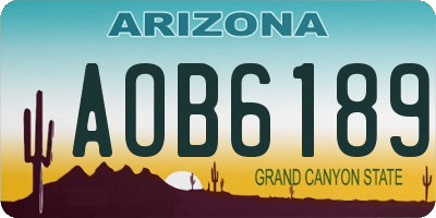 AZ license plate AOB6189
