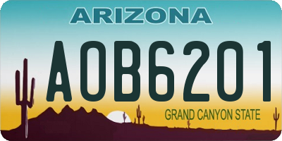 AZ license plate AOB6201