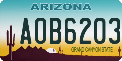 AZ license plate AOB6203