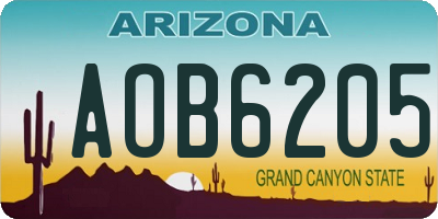 AZ license plate AOB6205