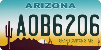 AZ license plate AOB6206