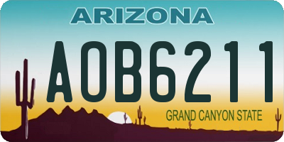 AZ license plate AOB6211