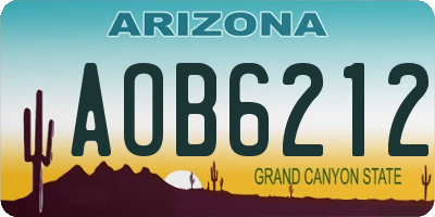 AZ license plate AOB6212
