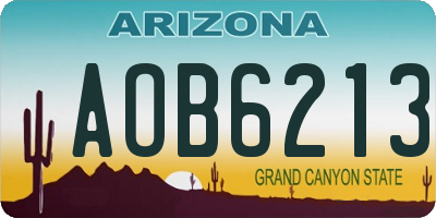 AZ license plate AOB6213