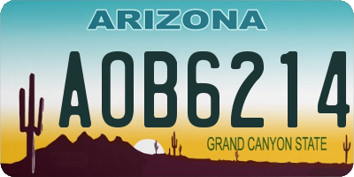 AZ license plate AOB6214
