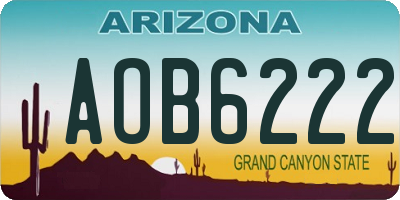 AZ license plate AOB6222