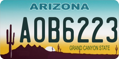 AZ license plate AOB6223
