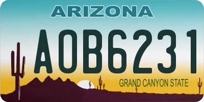 AZ license plate AOB6231