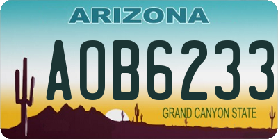 AZ license plate AOB6233