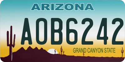 AZ license plate AOB6242