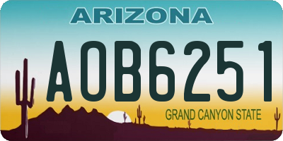 AZ license plate AOB6251