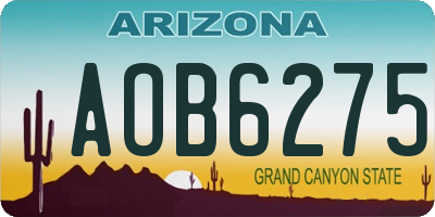 AZ license plate AOB6275