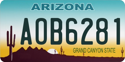 AZ license plate AOB6281
