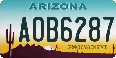 AZ license plate AOB6287